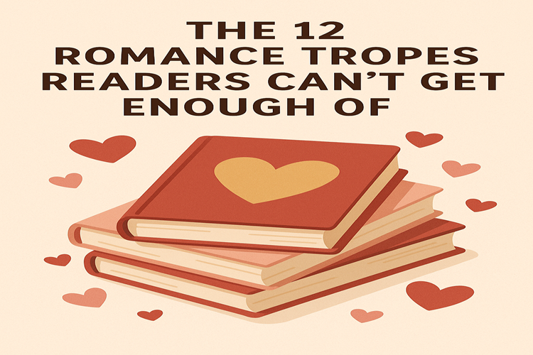 Illustration of beloved romance tropes in cozy book covers